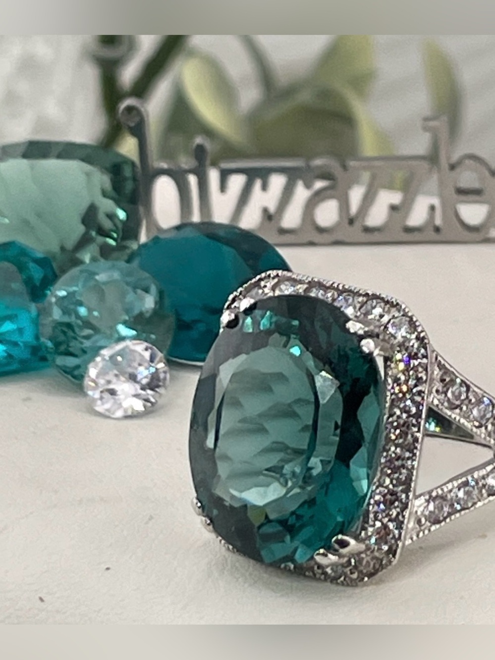 Teal Tourmaline Sapphire Ring Silver 925